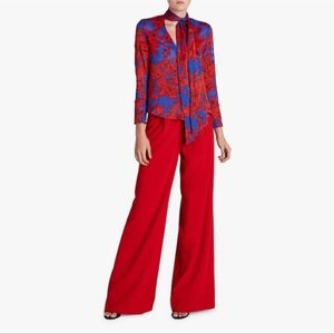 Alice and Olivia Gwenda silk blue red flowers.